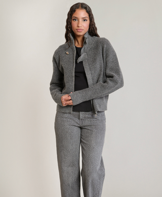 The Knit Stand Collar Zipper Cardigan