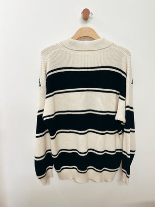 Oversized Stripe Polo Sweater