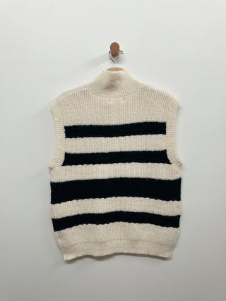 Zip Front Stripe Sweater Vest