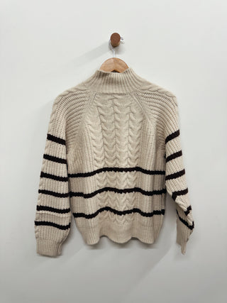 Cable Knit Chunky Stripe Sweater