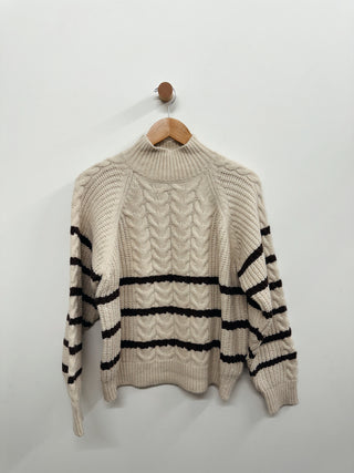 Cable Knit Chunky Stripe Sweater