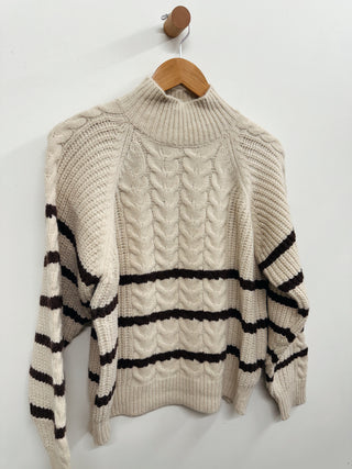 Cable Knit Chunky Stripe Sweater