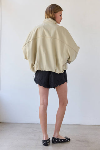 Stand Collar Button Jacket - RJ1122: LT.BEIGE / S-M-L (3-2-1) - Olive Street