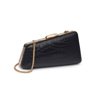 Irene - Croco Asymmetrical Evening Bag: Black - Olive Street