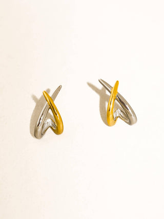 The Staven Two Tone Crossover Earrings - Olive Street