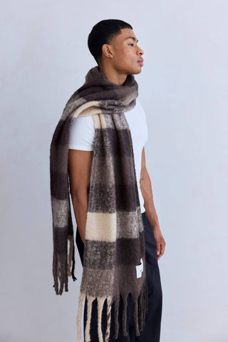 The Reykjavik Scarf - 100% Recycled in Brown Check