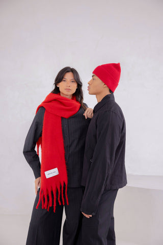 The Stockholm Scarf 100% Recycled in Crimson Red