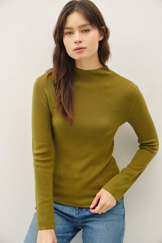 The Fine Knit Ribbed Mock Neck
