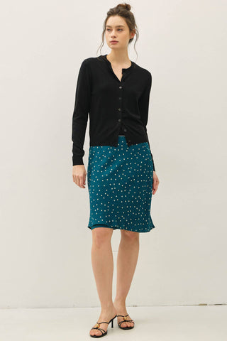 The Classic Cut Button Cardigan in Black