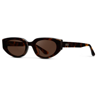 The Astra Anti-Reflective Narrow Cat-Eye Sunglasses in Brown