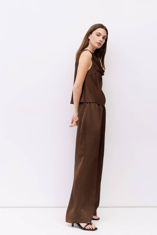 The Crushed Satin Cowl Neck Top