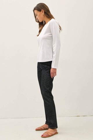 The Washed Cotton Long Sleeve in White - Olive Street