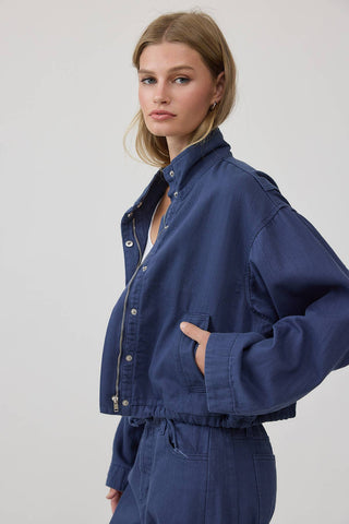 The Washed Indigo Stand Collar Jacket - Olive Street