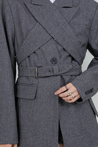 The Woven Blazer with Detachable Wrap Around Belt