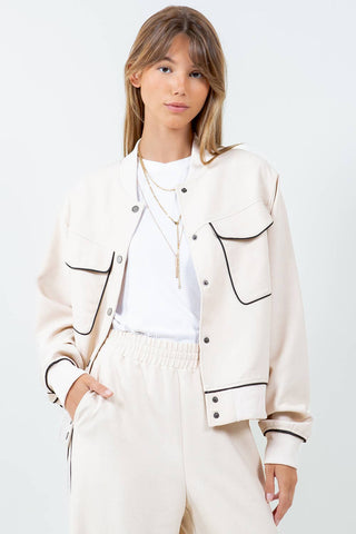 The Contrast Piping Bomber Jacket