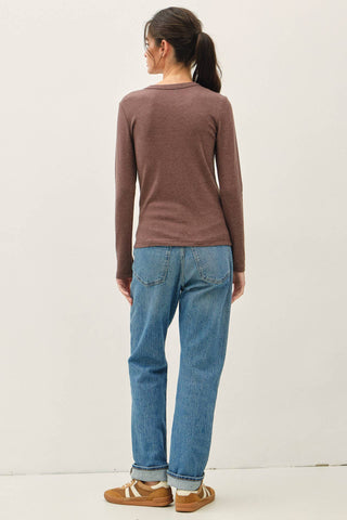 The Soft Basic Long Sleeve Tee in Dark Taupe