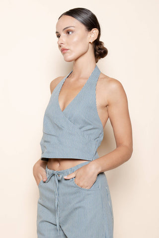 The Structured Wrap Halter Crop Top