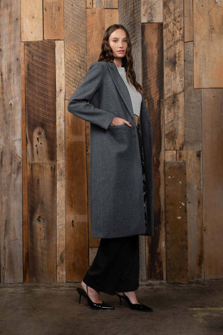 The Classic Notched Collar Longline Coat - Olive Street