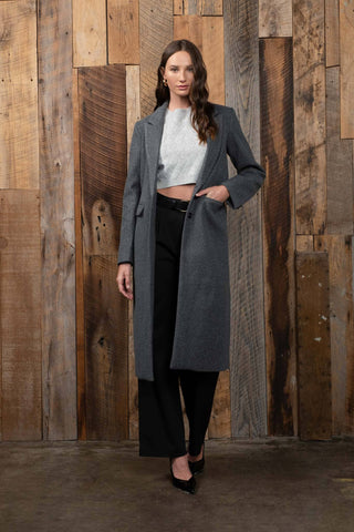 The Classic Notched Collar Longline Coat - Olive Street
