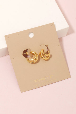 The Mini Three Layered Hoop Earrings - Olive Street