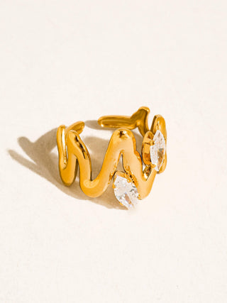The Lumi Abstract CZ Open Ring - Olive Street