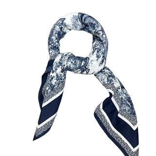 The Toile Print Scarf Top in Navy - Olive Street