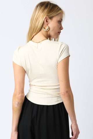 The Ribbed Cap Sleeve Baby Tee in Cream - Olive Street