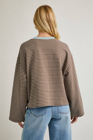 The Boxy Stripe Long Sleeve Tee in Brown