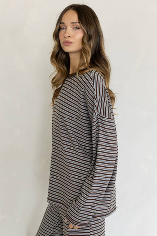 Langston Top: BROWN-GREY / L - Olive Street