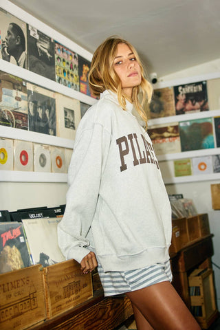 The Pilates & Yoga Reversible Mockneck Sweatshirt in Brown - Olive Street