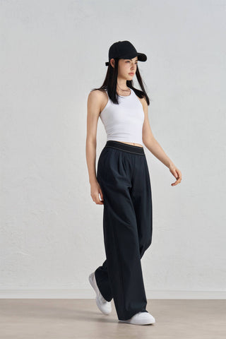 Blair Contrast Waistband  Ultra Relaxed Wide-Leg Active Pant: Black / L - Olive Street