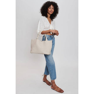The Solana Woven Vegan Leather Tote in Ivory - Olive Street