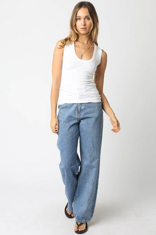 The U-Neck Tank in White - Olive Street