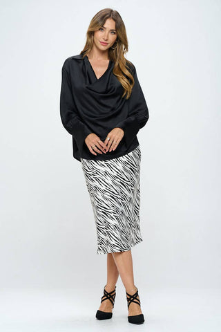 The Satin Collared Cowl neck Top