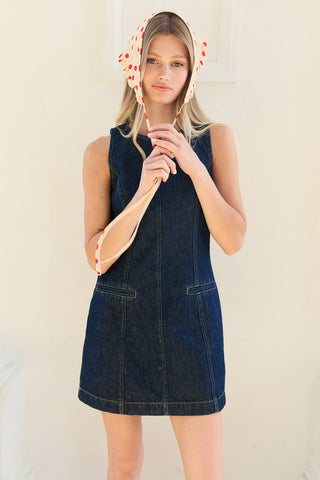 The Denim A-Line Mini Dress - Olive Street