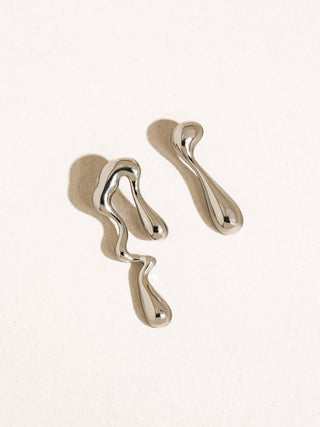 The Roma Mismatch Melted Earring in Silver - Olive Street