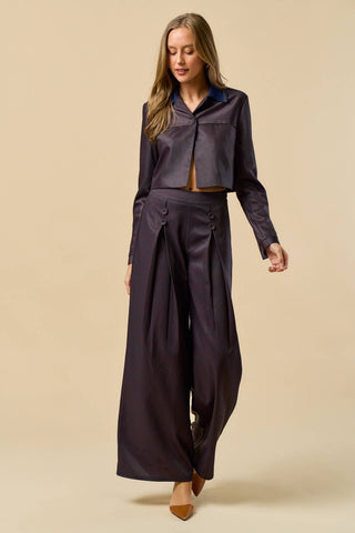 The Contrast Collar Pinstripe Cropped Jacket