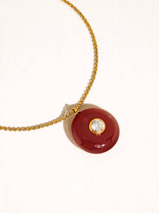 Attica 18K Gold Non-Tarnish Stone CZ Necklace: Red - Olive Street