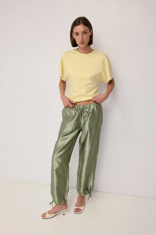 The Tafetta Drawstring Pants in Green