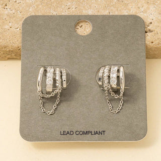 The Multi Hoop Post with Chain in Silver