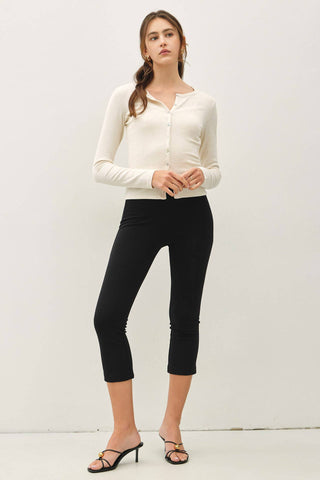 The Button Up Ribbed Jersey Top in Oatmeal - Olive Street