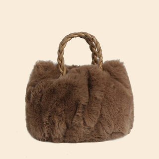 The Faux Fur Braided Handle Handbag