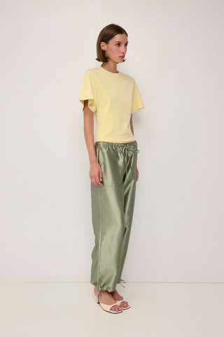 The Tafetta Drawstring Pants in Green