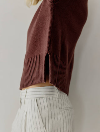The Asher Cotton Pullover Sweater in Brown