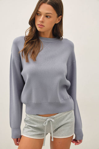 The Boyfriend Fit Crew Sweater in Blue