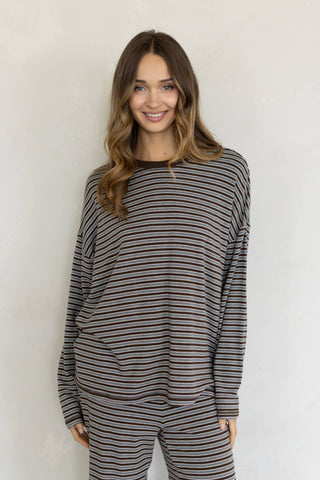Langston Top: BROWN-GREY / L - Olive Street