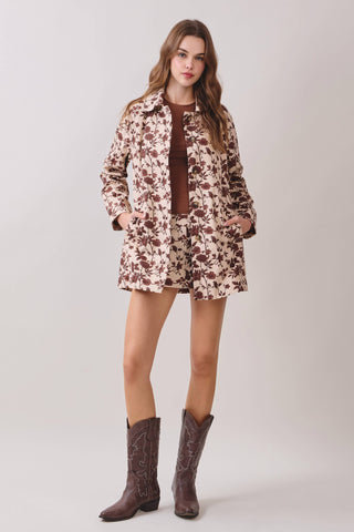 The Floral Print Structured Skort - Olive Street