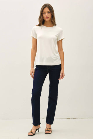 The Bamboo Modal Heather Tee in White - Olive Street