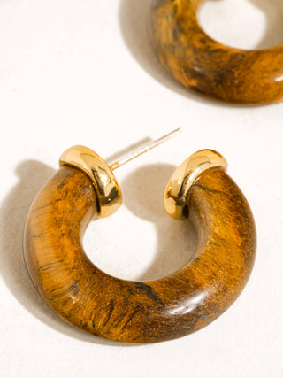 The Quinnley 18K Western Stone Hoop in Brown