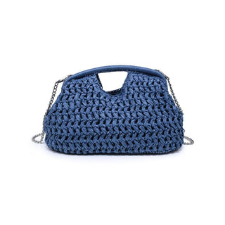The Woven Raffia Crossbody in Denim Blue - Olive Street